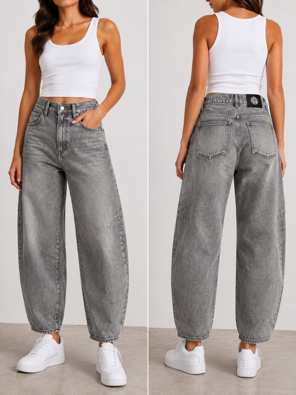 Zara NWT Grey High-Waist Tapered Jeans Size 2 | 100% Cotton | Original $71.90